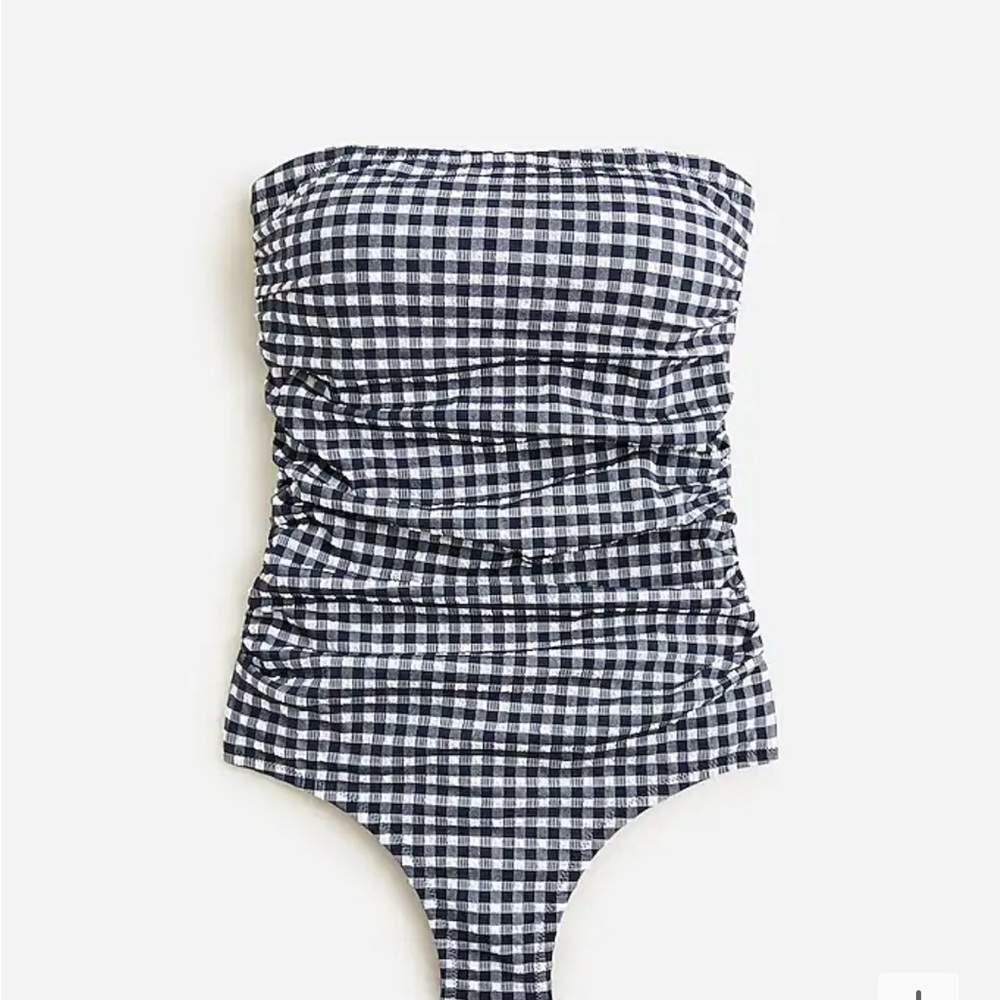 J. Crew Ruched Bandeau Gingham Bathing Suit NWT Size 12